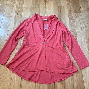NEW LOGO Lounge Coral One Button Cardigan Style Top